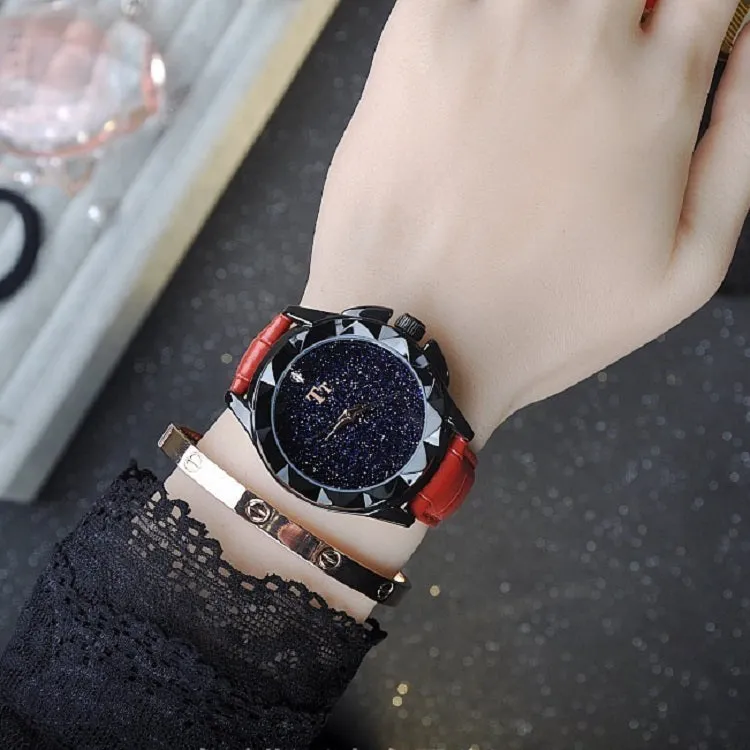 Starry Dial Black Shell Women's Watch