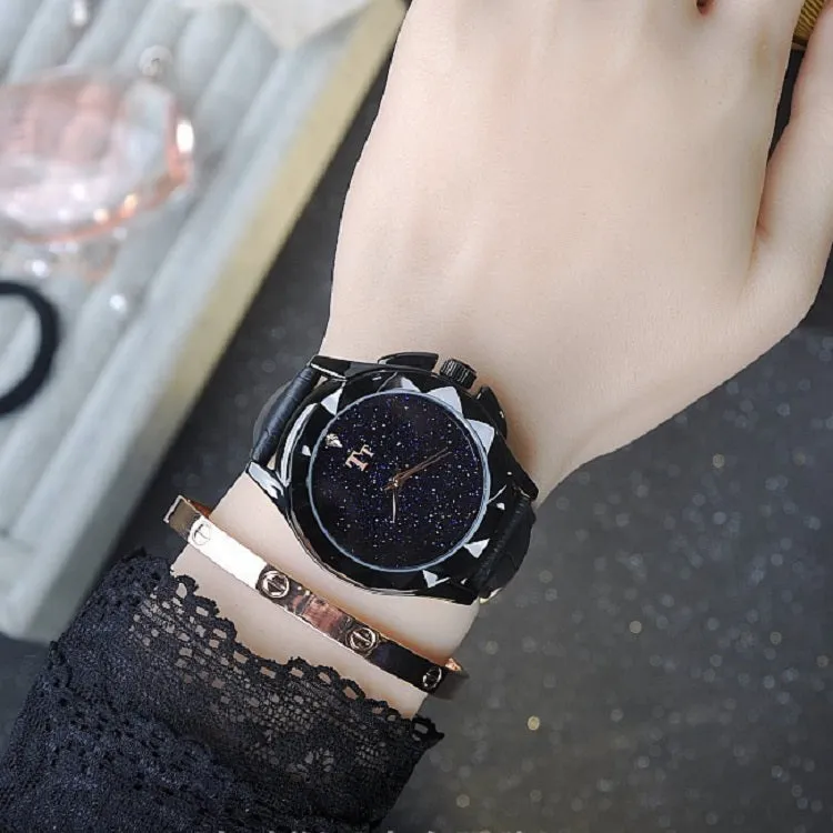 Starry Dial Black Shell Women's Watch