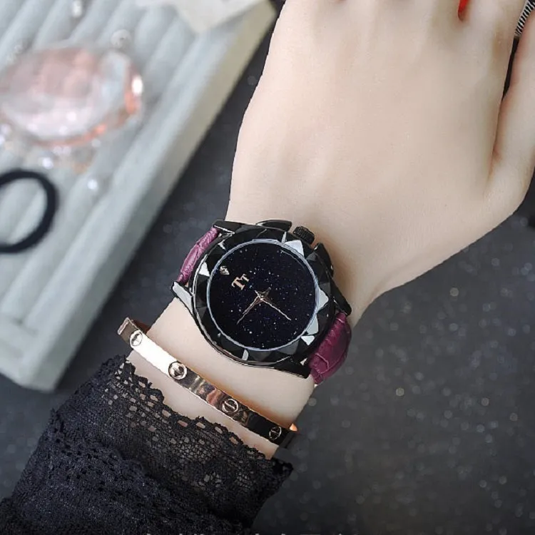 Starry Dial Black Shell Women's Watch