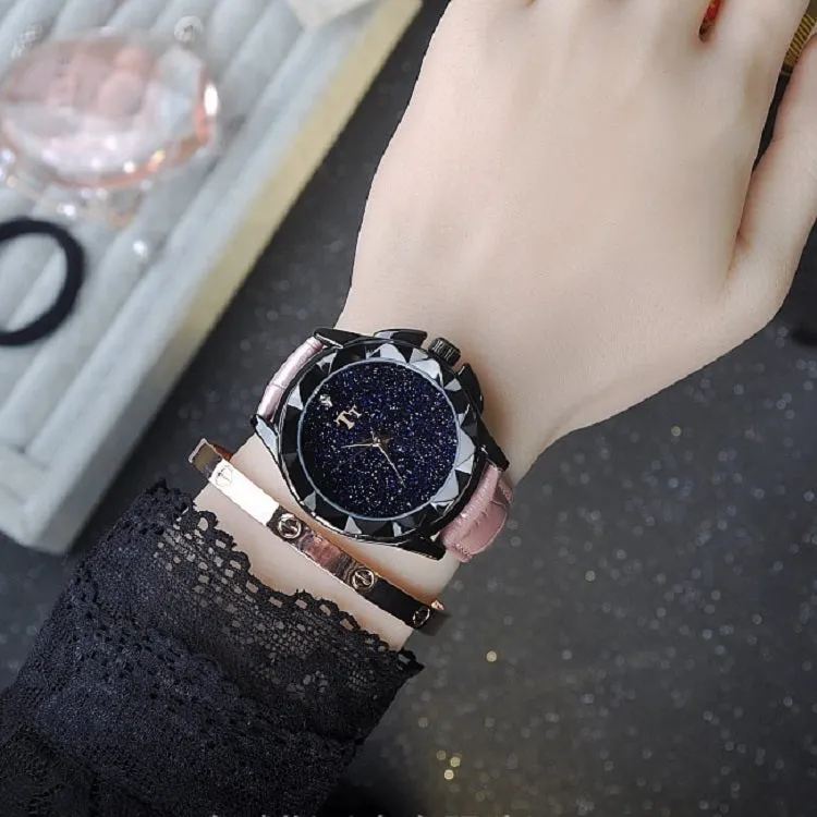 Starry Dial Black Shell Women's Watch