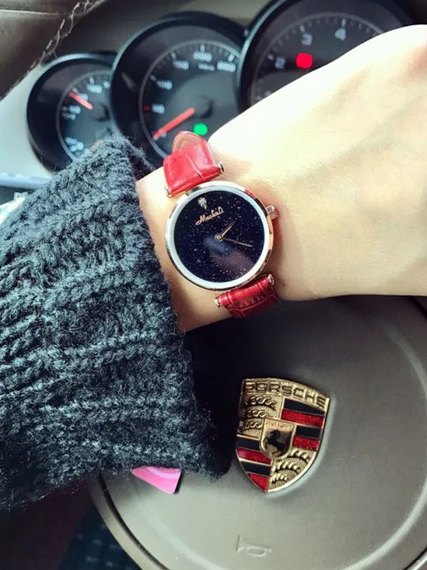 Starry Sky Leather Belt Women's Watch