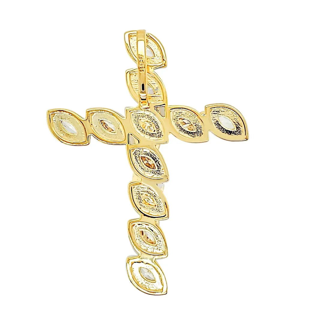 Sterling Crucified Jesus 3D Cross Zirconia Charm Pendant - C413469