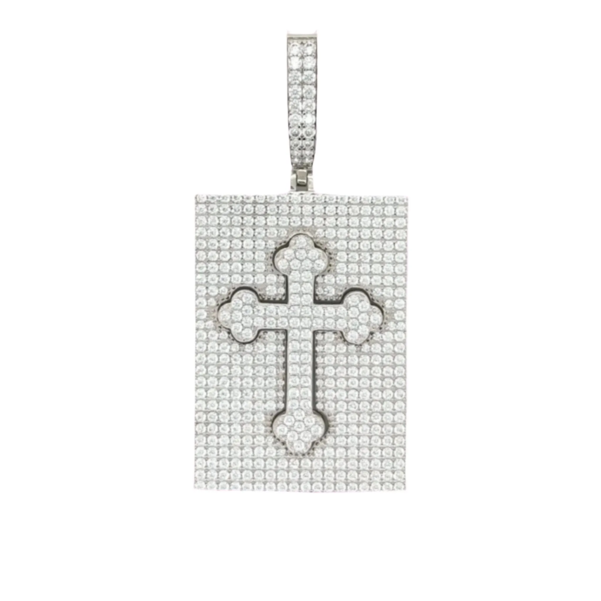 Sterling Silver Lab-Created Moissanite Couple Set Cross Charm Pendant - M400089