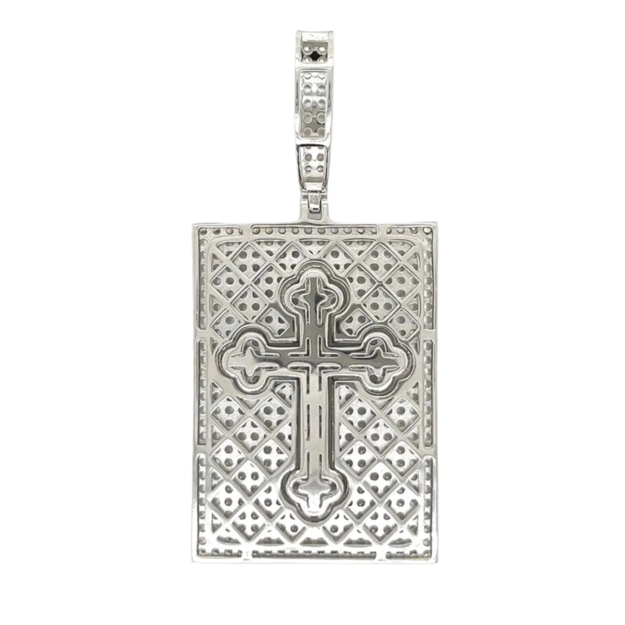 Sterling Silver Lab-Created Moissanite Couple Set Cross Charm Pendant - M400089
