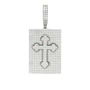 Sterling Silver Lab-Created Moissanite Couple Set Cross Charm Pendant - M400089