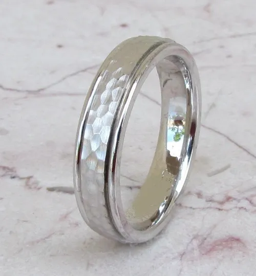 Sterling Silver Wedding Band 925 Women's Hammer Finish Custom Made Ring Designed For You Size 5 6 7 8 9 10 11 12 13 14 15