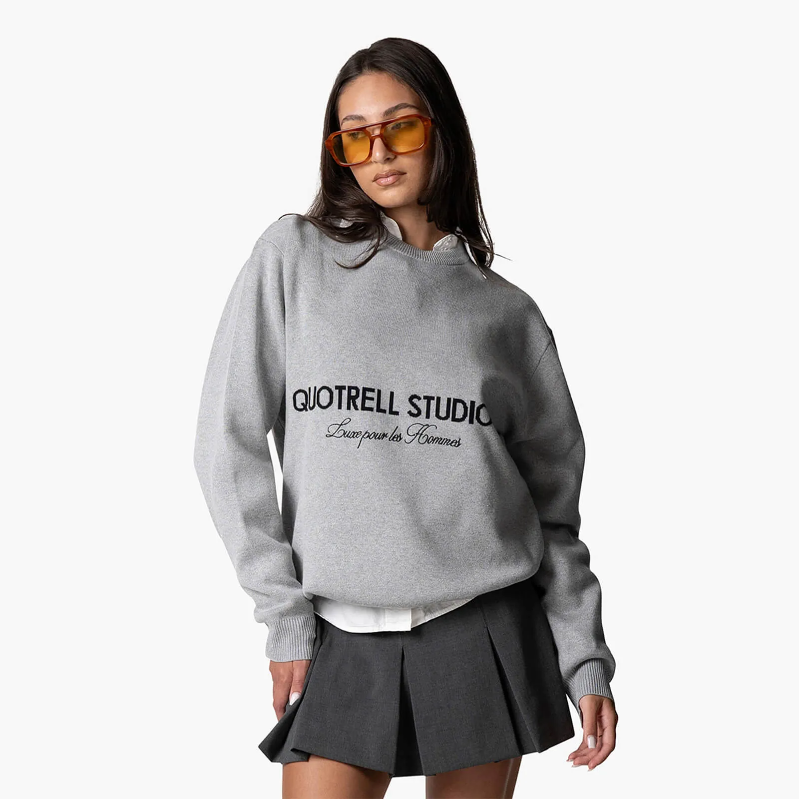 STUDIOS KNITTED CREWNECK | GREY MELEE/BLACK