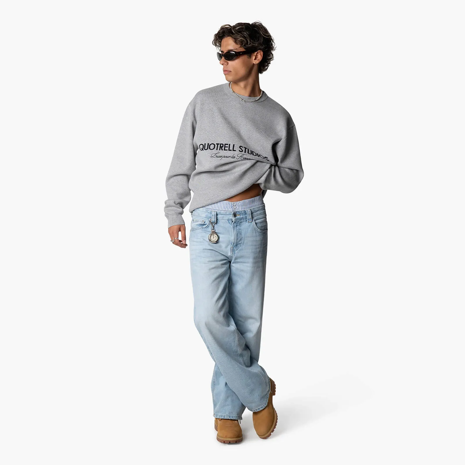 STUDIOS KNITTED CREWNECK | GREY MELEE/BLACK