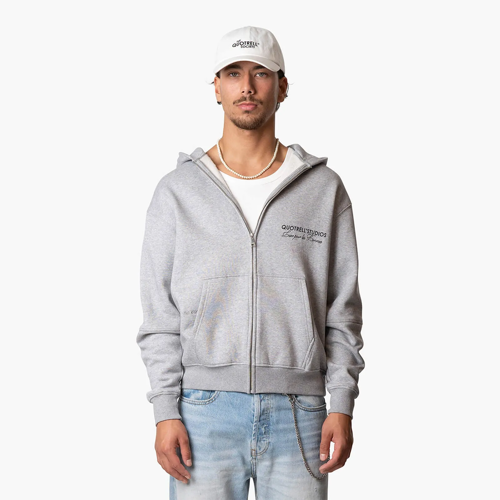 STUDIOS ZIP HOODIE | GREY MELEE/BLACK