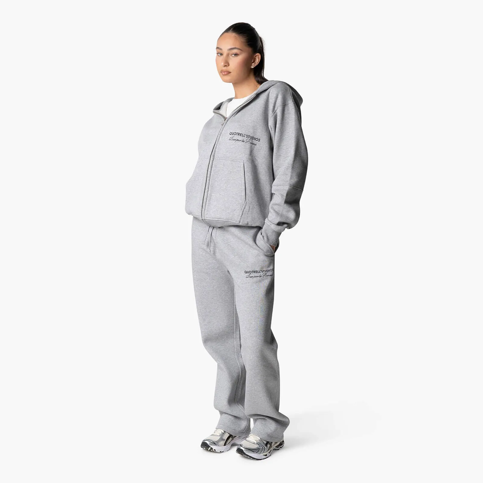 STUDIOS ZIP HOODIE | GREY MELEE/BLACK