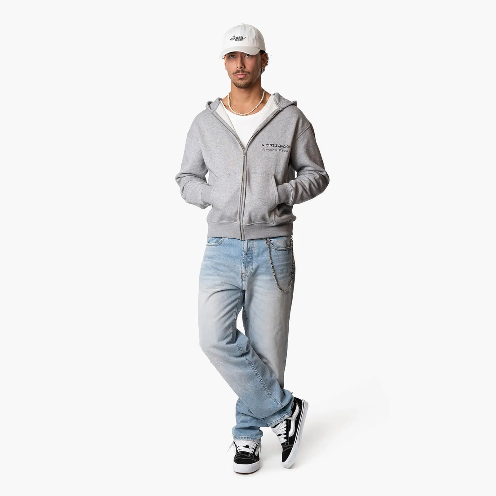 STUDIOS ZIP HOODIE | GREY MELEE/BLACK