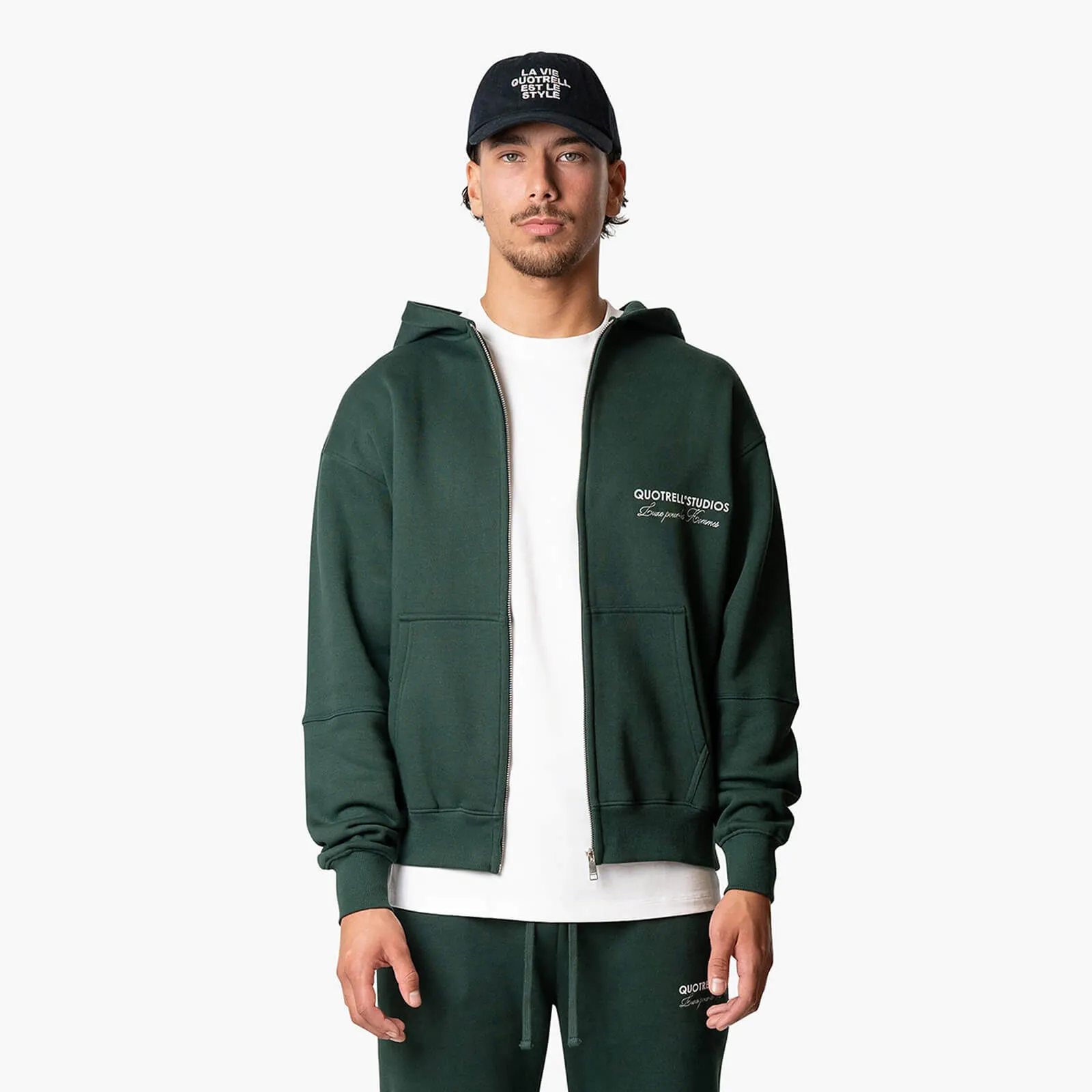 STUDIOS ZIP HOODIE | PETROL/WHITE