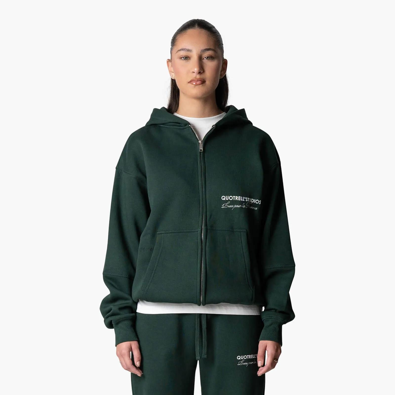 STUDIOS ZIP HOODIE | PETROL/WHITE