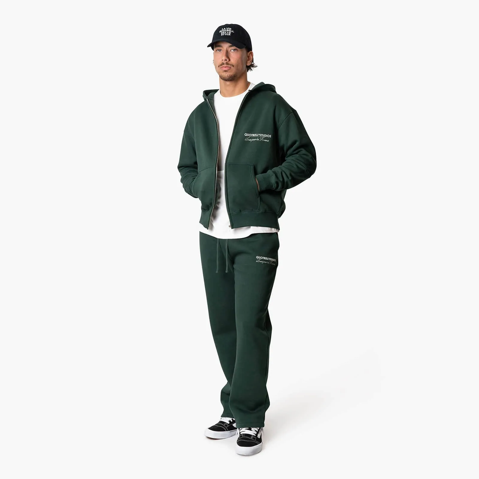 STUDIOS ZIP HOODIE | PETROL/WHITE