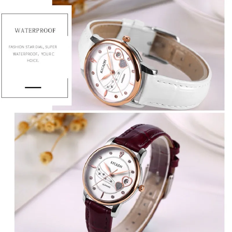 Stylish Heart-shaped Calendar Women's Watch