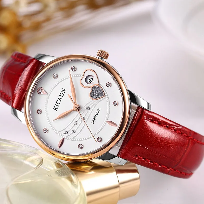 Stylish Heart-shaped Calendar Women's Watch