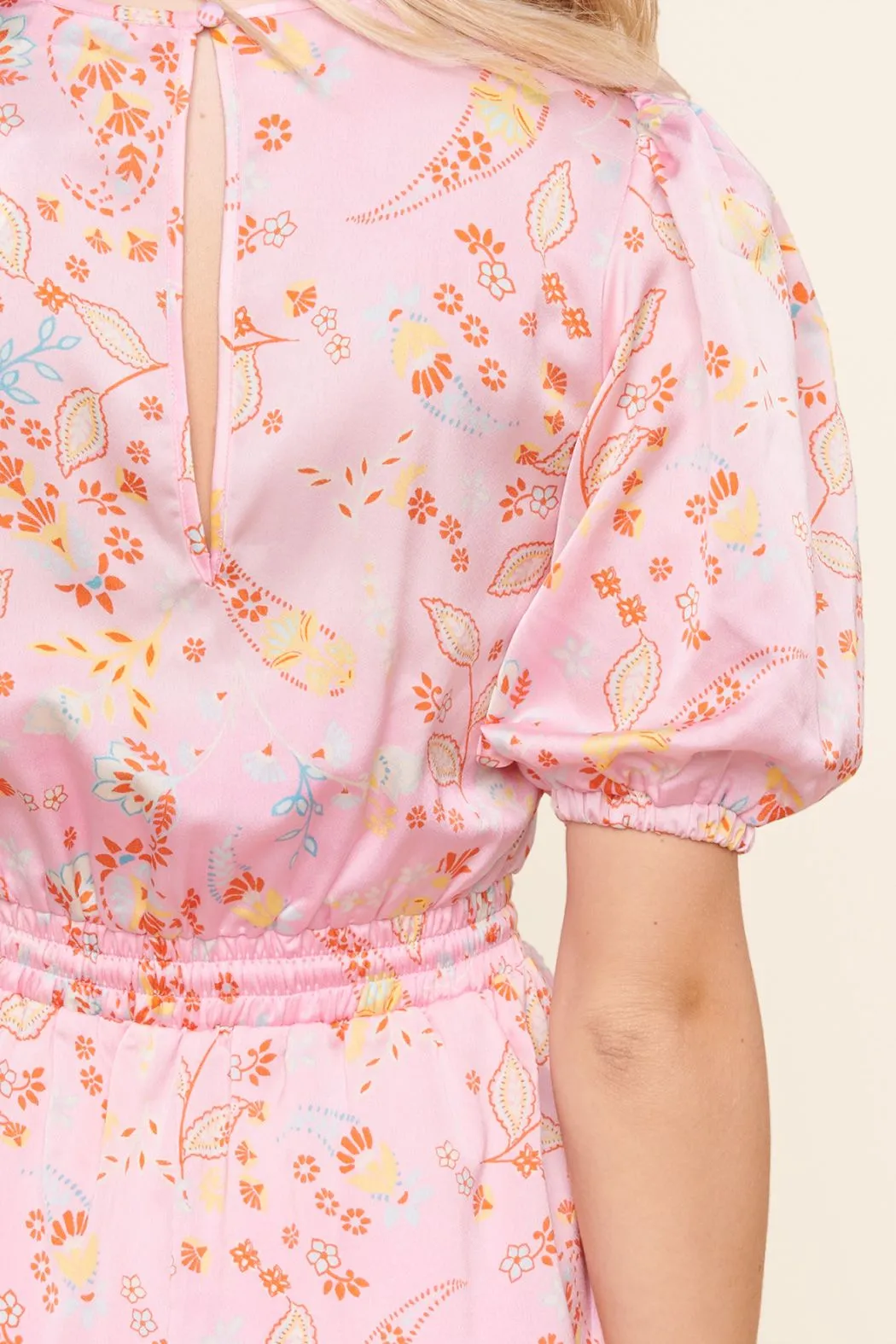 SUGARLIPS Cayla Paisley Puff Sleeve Romper