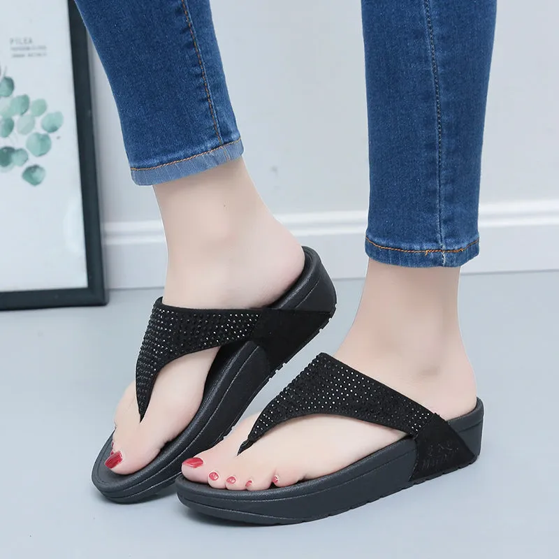 Summer Flip Flops Casual Beach Sandals Indoor Bathroom Slippers Platform Shoes Comfortable Soft Sole Slippers