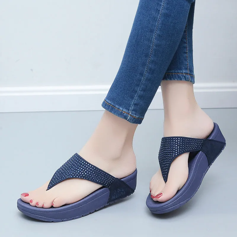Summer Flip Flops Casual Beach Sandals Indoor Bathroom Slippers Platform Shoes Comfortable Soft Sole Slippers