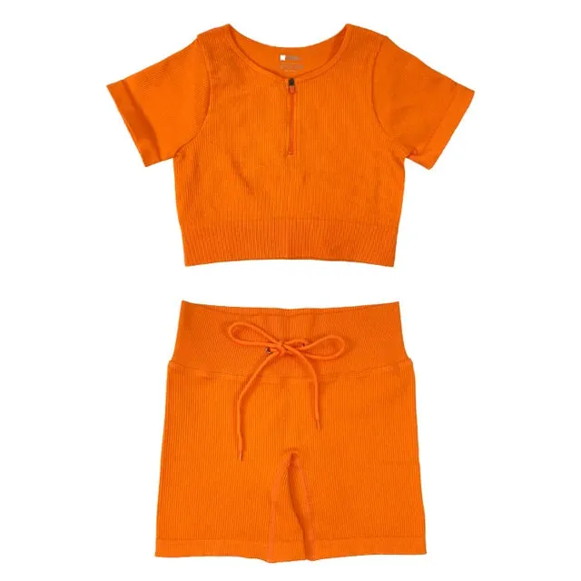 Summer Seamless Yoga Set for Women - Tracksuit Workout Clothes