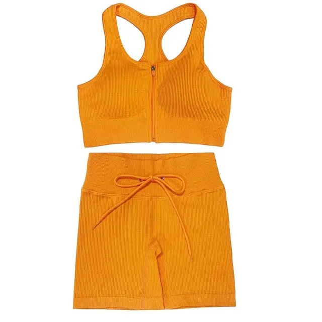 Summer Seamless Yoga Set for Women - Tracksuit Workout Clothes
