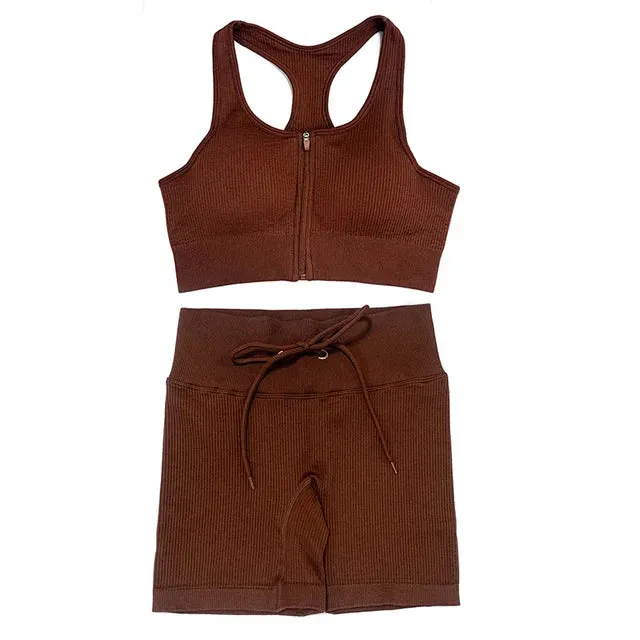 Summer Seamless Yoga Set for Women - Tracksuit Workout Clothes