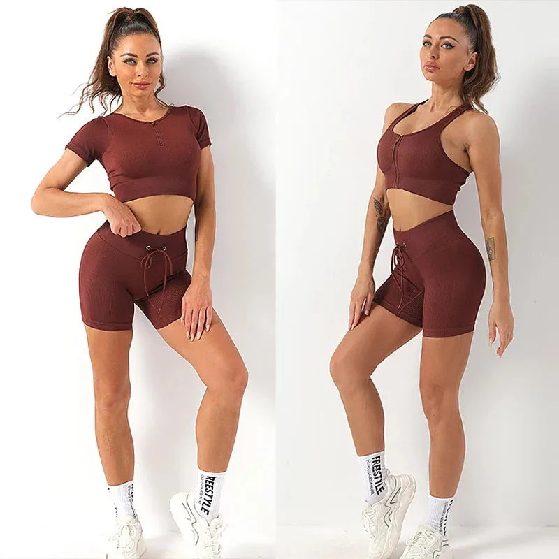 Summer Seamless Yoga Set for Women - Tracksuit Workout Clothes