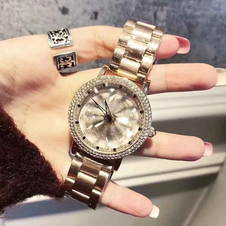 Sunflower Pattern Stainless Steel Strap Women's Watch