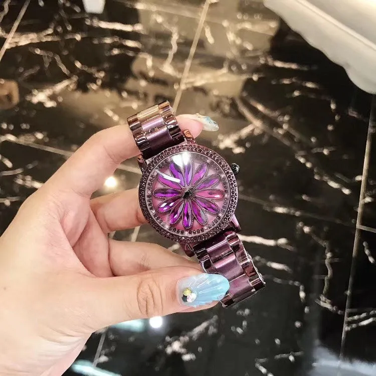 Sunflower Pattern Stainless Steel Strap Women's Watch
