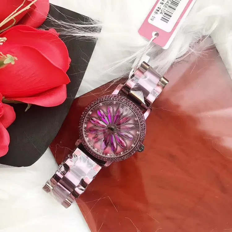Sunflower Pattern Stainless Steel Strap Women's Watch