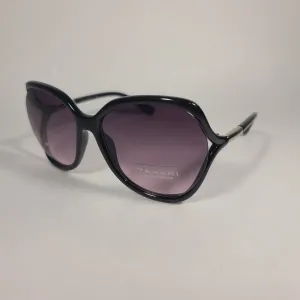Tahari Butterfly Vented Sunglasses Shiny Black Frame Smoke Gradient Lens TH740 OX
