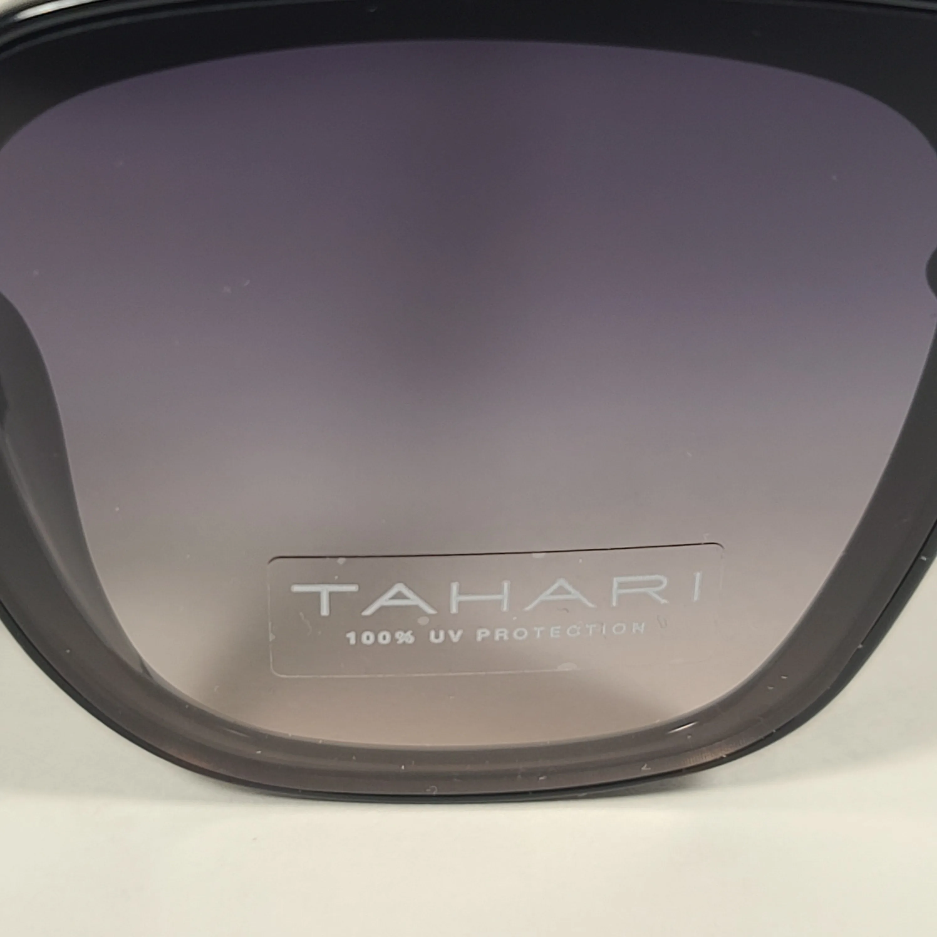 Tahari Cat Eye Square Sunglasses Shiny Black Frame Gray Smoke Gradient Lens TH769 OX