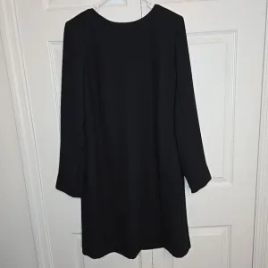 Talbots Size 6‎ Black Shift Dress Crepe Long Sleeve Crystal Jeweled Buttons Cuff
