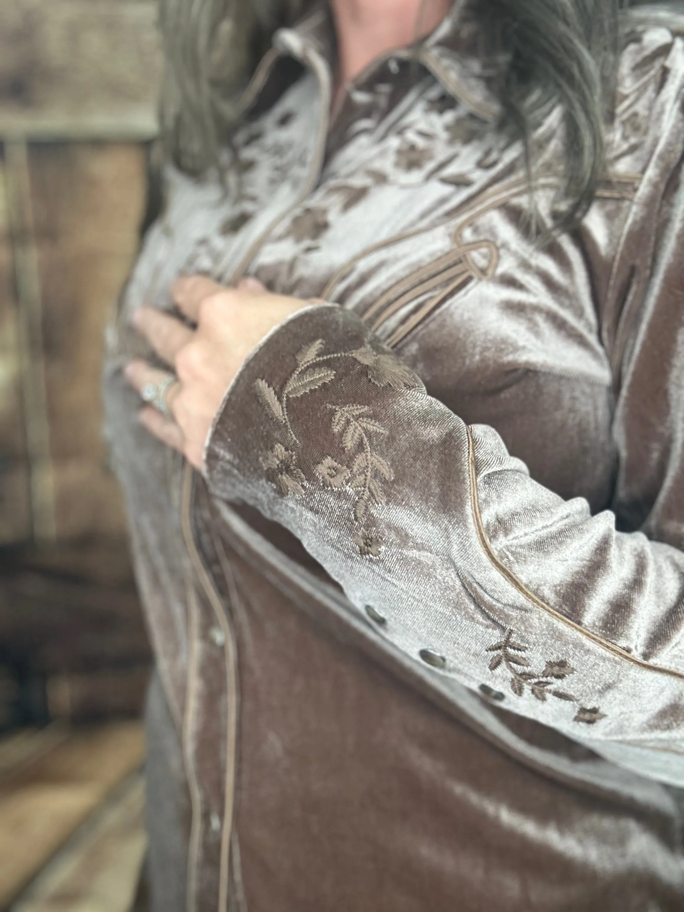Tasha Polizzi Stonebridge Velvet Pearl Snap Shirt