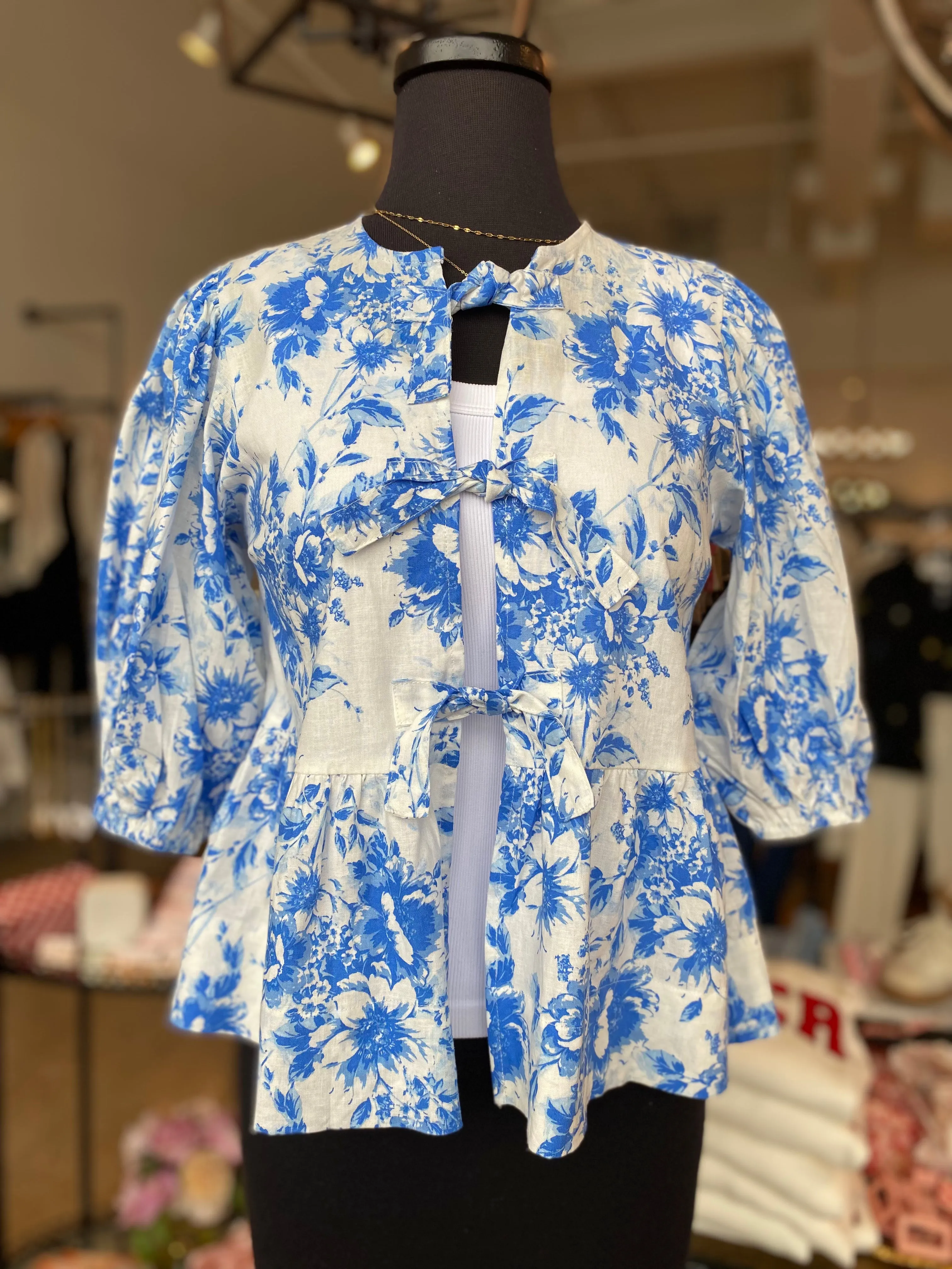 The Carrie Cropped Floral Blouse