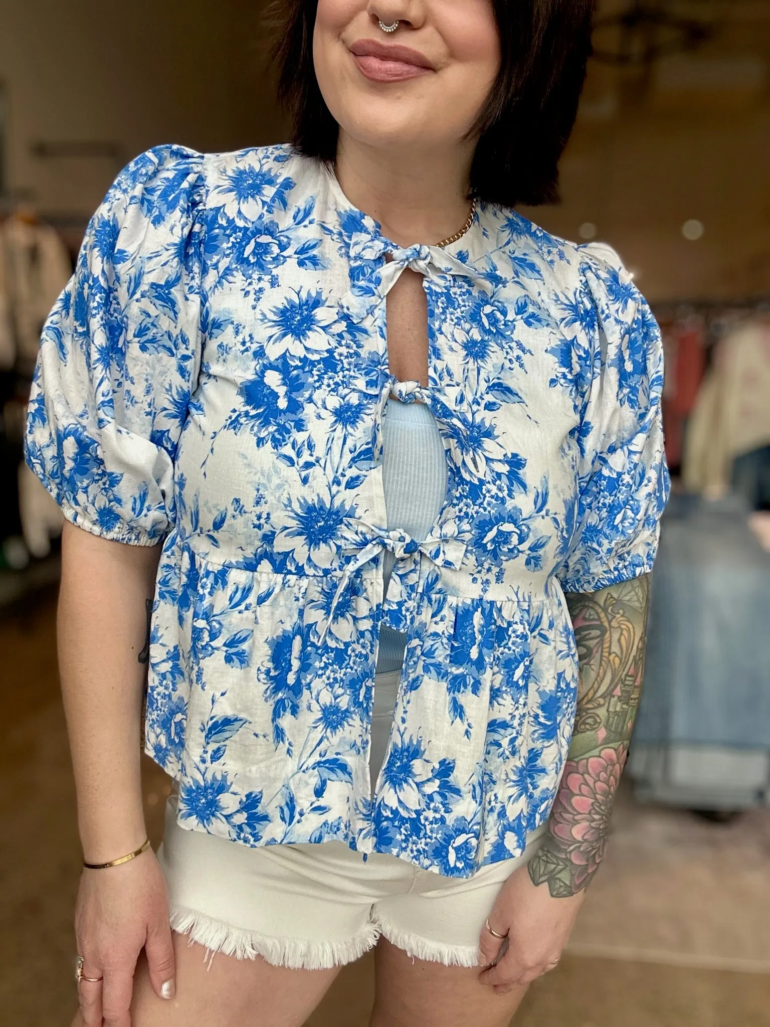 The Carrie Cropped Floral Blouse