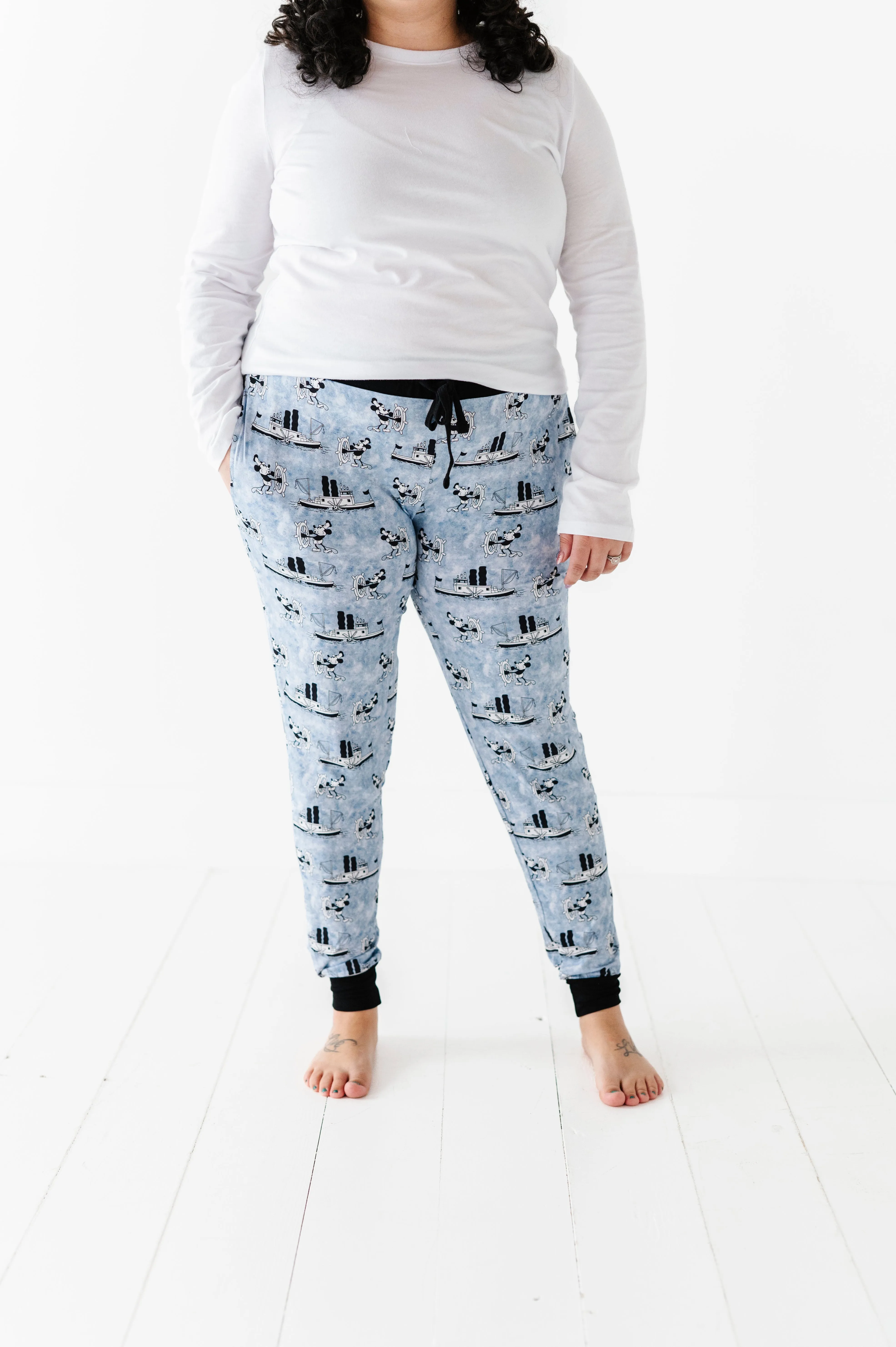 The Sleepy Sloth Mickey Mouse Steamboat Williie Print Women's Sleepy Pants Pajama Bottoms