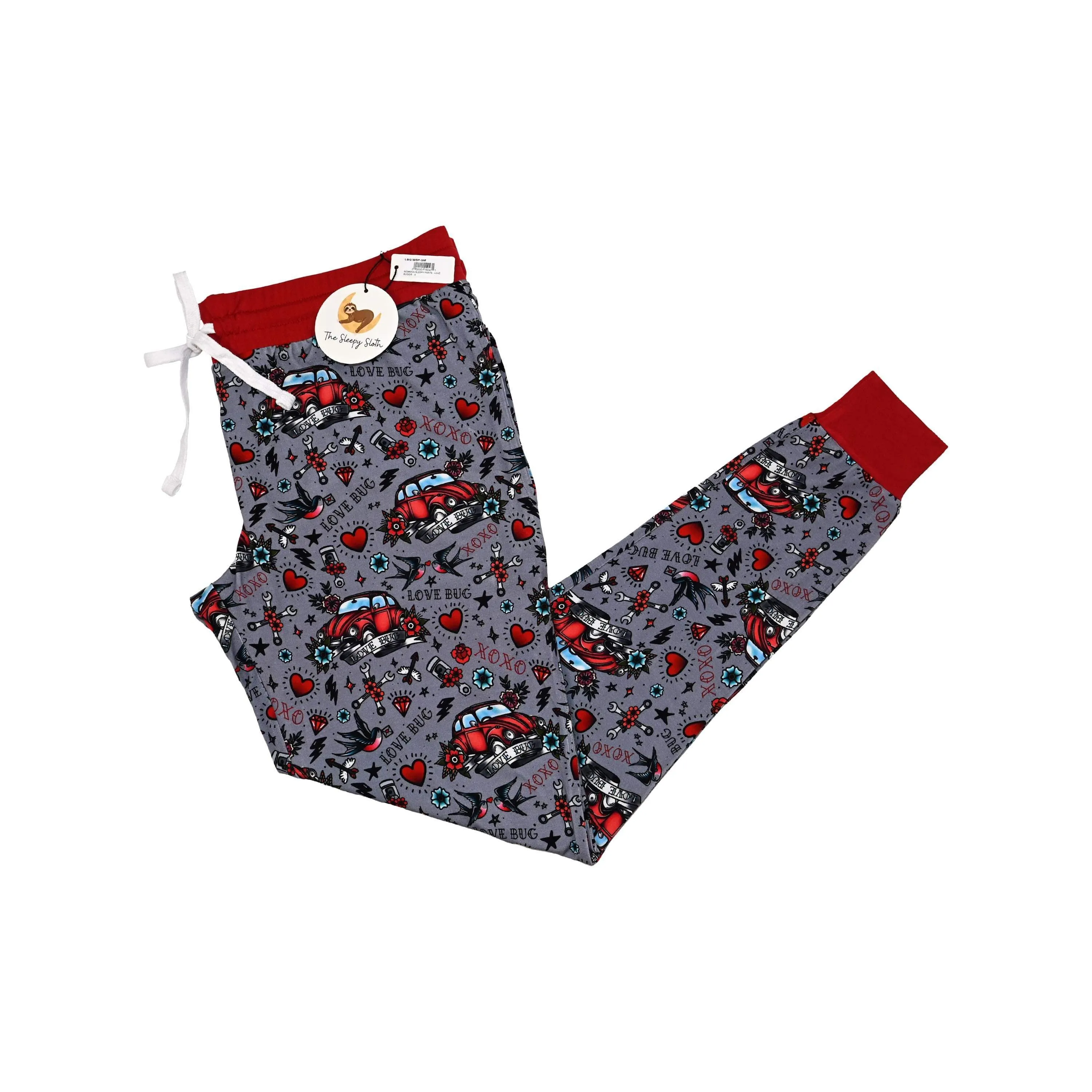 The Sleepy Sloth Valentine's Day Love Bug Print Women's Sleepy Pants Pajama Bottoms