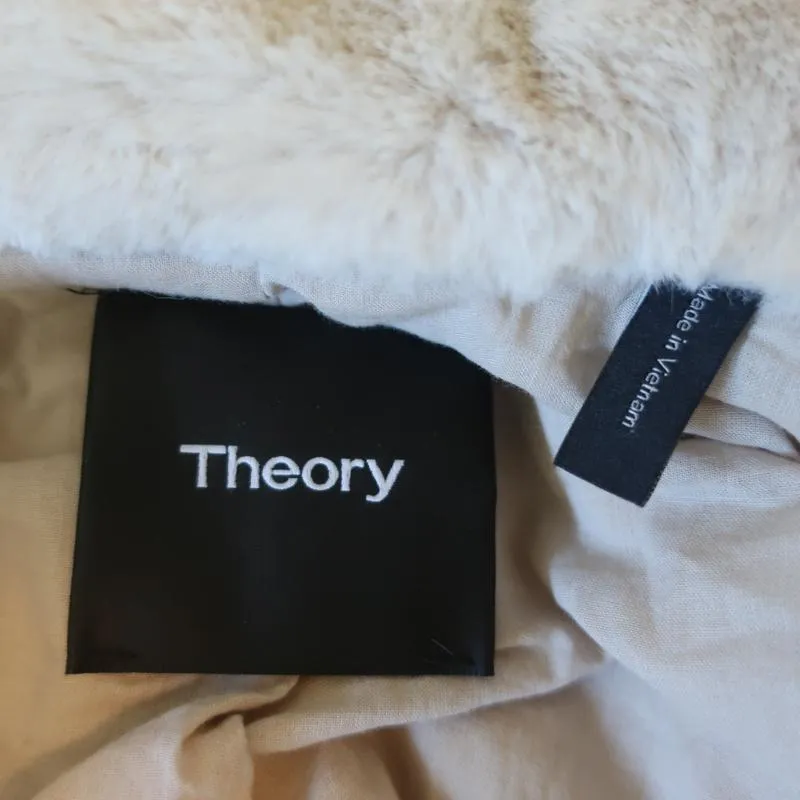 Theory Luxe Faux Rabbit Fur Jacket Sand Beige Size Petite