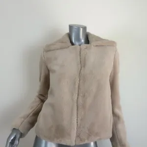 Theory Luxe Faux Rabbit Fur Jacket Sand Beige Size Petite