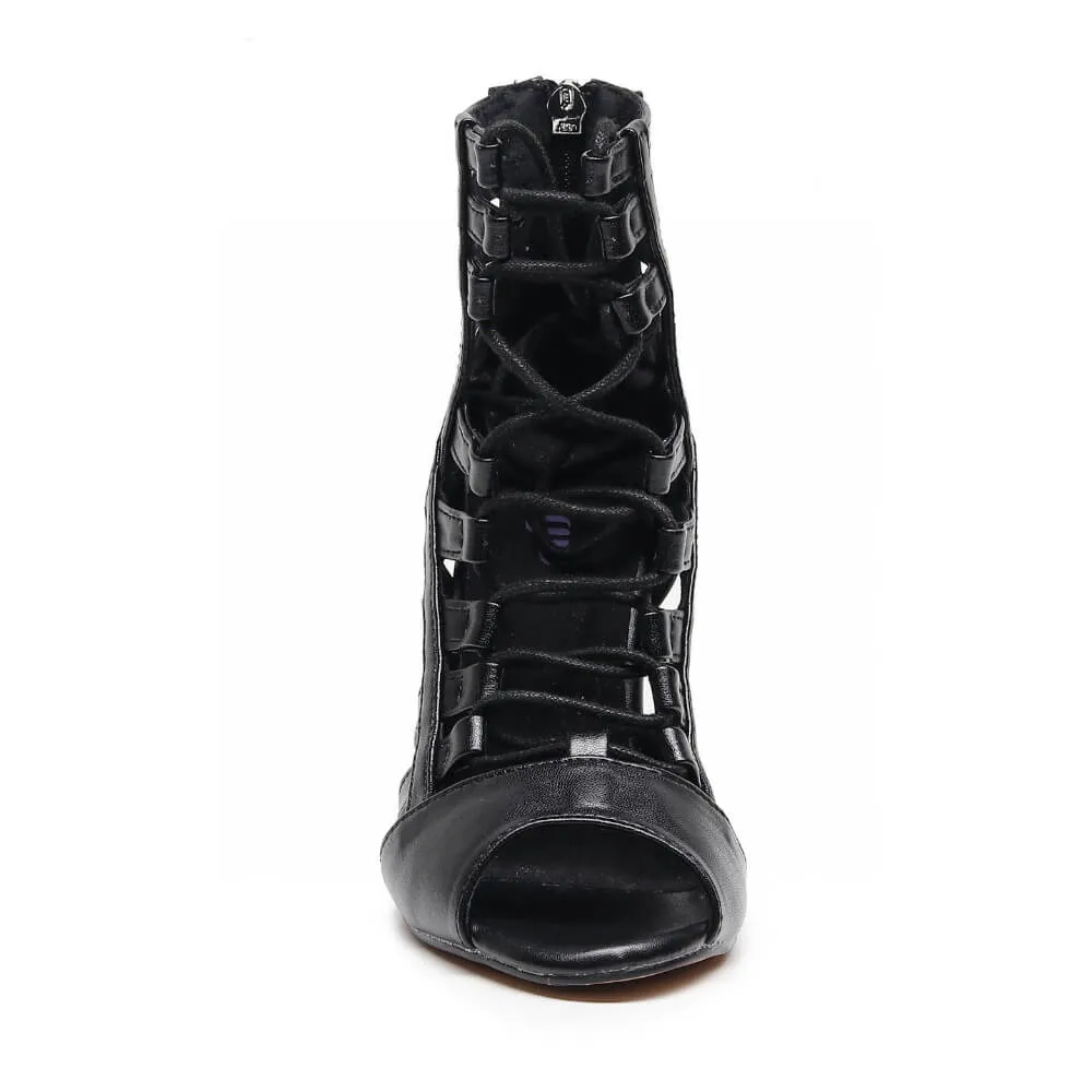 Tiyah - Black Vegan Leather - Street Sole