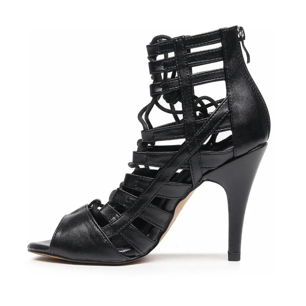 Tiyah - Black Vegan Leather - Street Sole