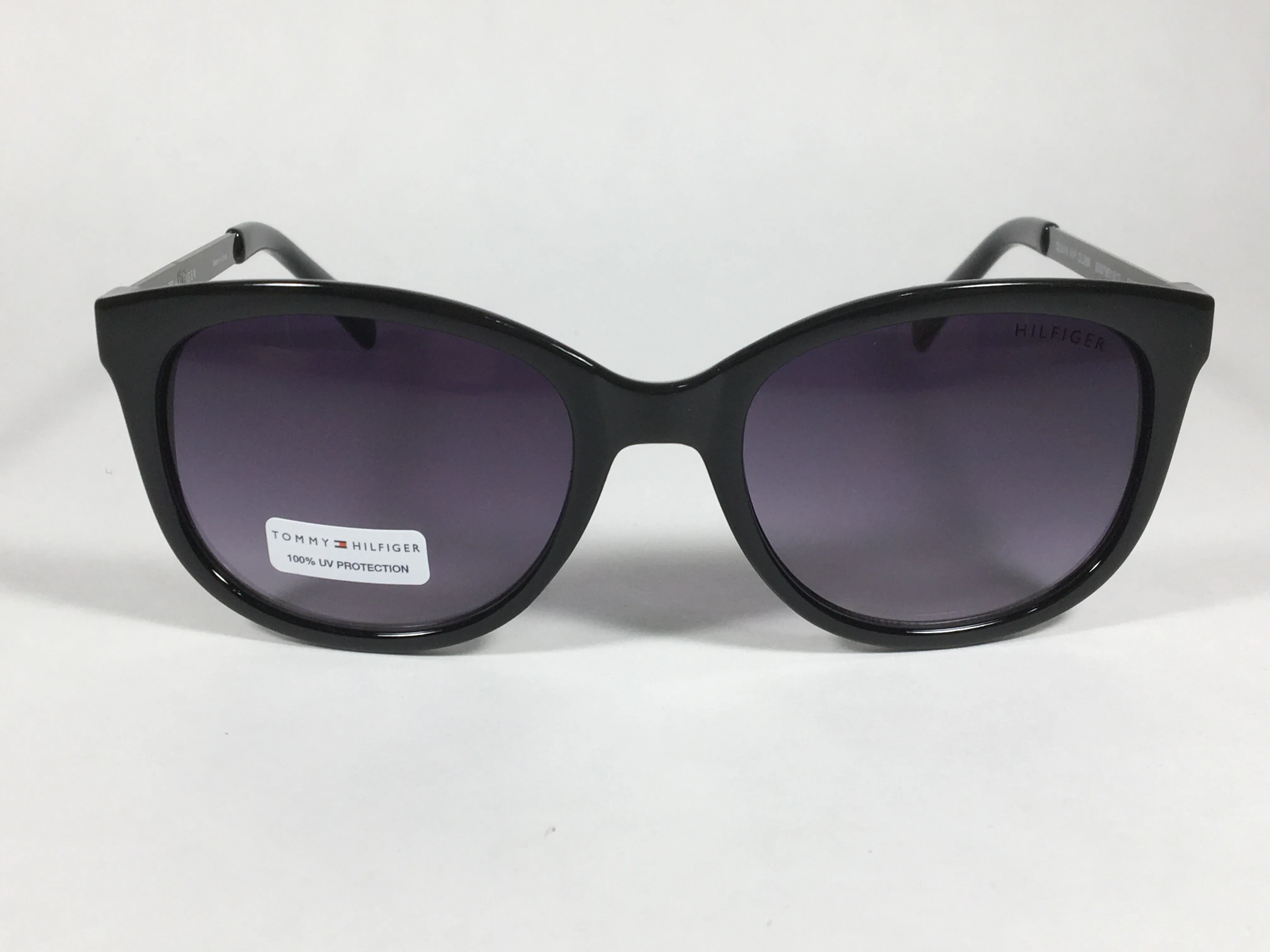 Tommy Hilfiger Olivia Square Sunglasses Shiny Black and Gunmetal Gray Frame Gray Gradient Lens OLIVIA WP OL269