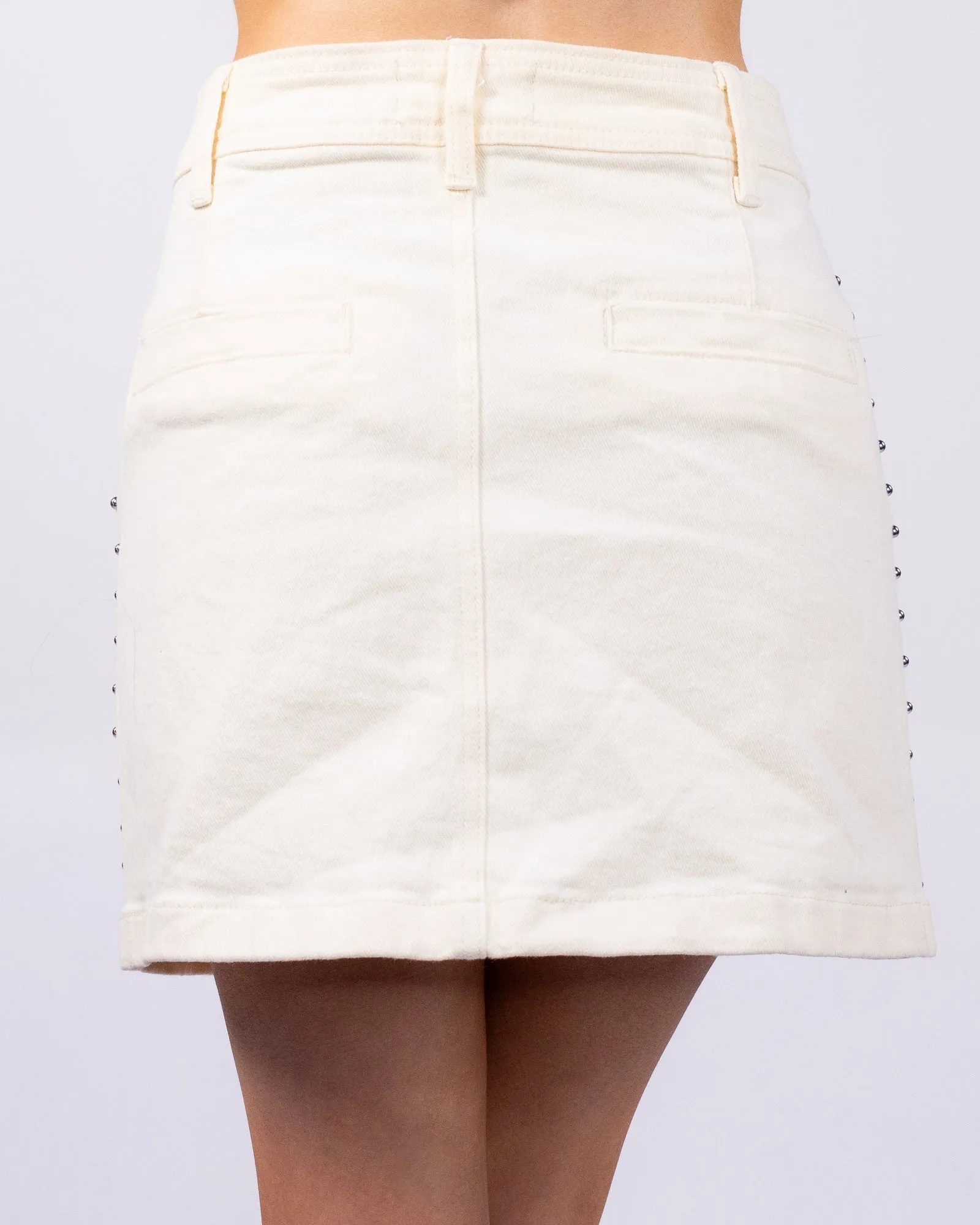 Torn To Pieces Women's Beige Studded Twill Skirt