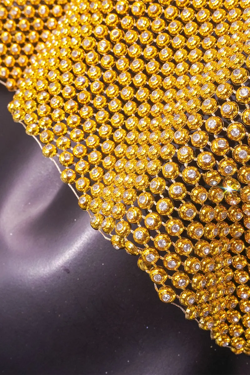 TR3021 Rhinestones Mesh Camis Tops