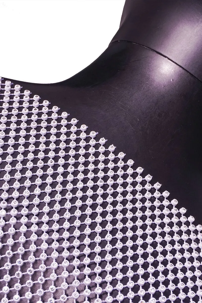 TR3025 Fishnet Rhinestones Shirt Top