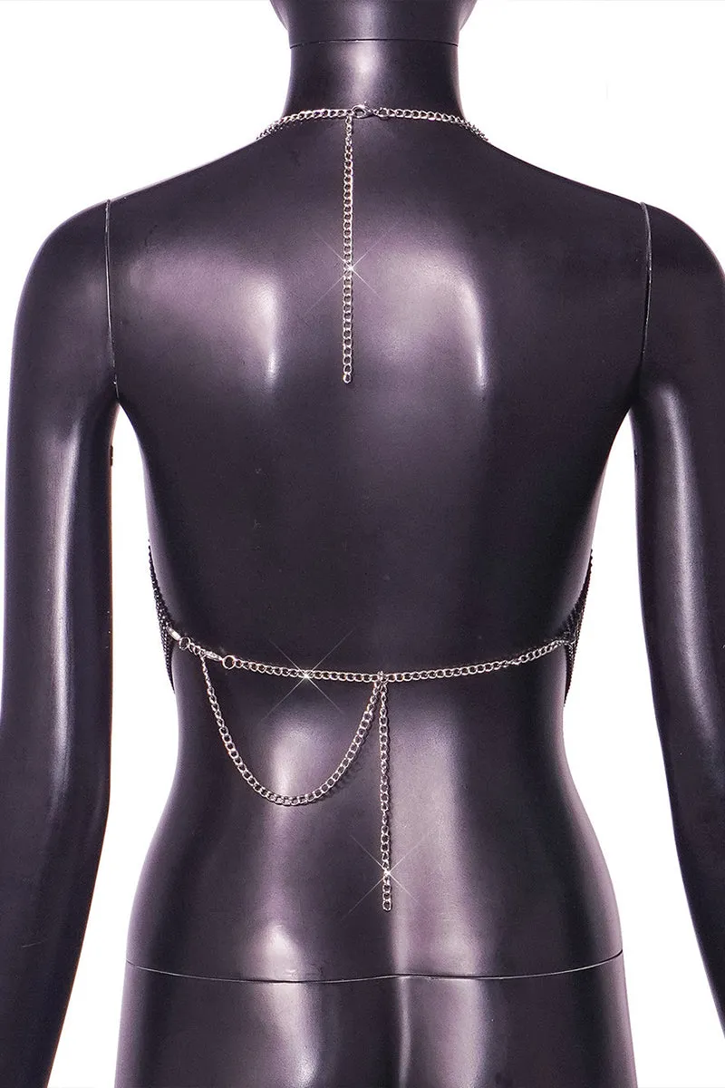 TR3029 Rhinestones Fringes Top