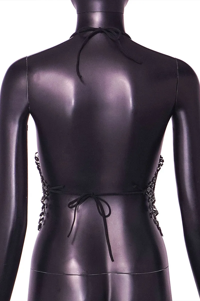 TR3034 Rhinestones Halter Top
