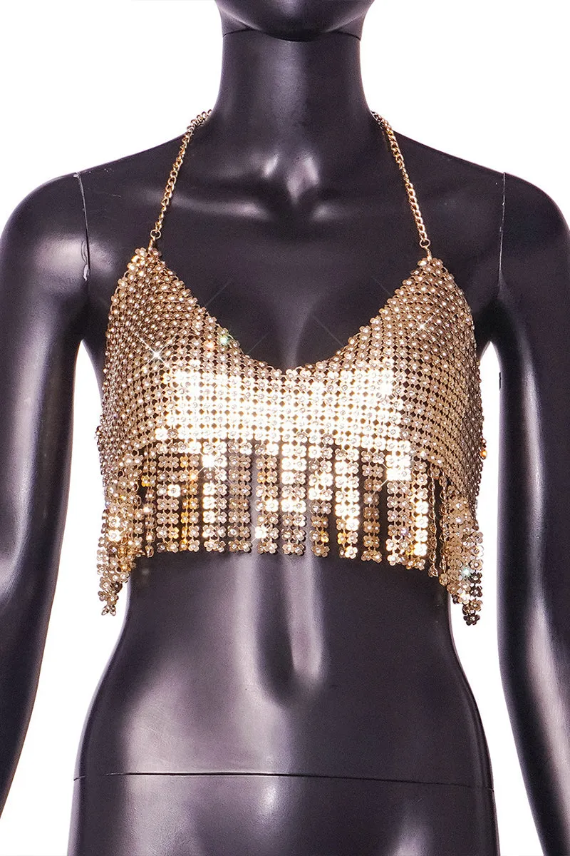 TR3035 Metal Rhinestones Top