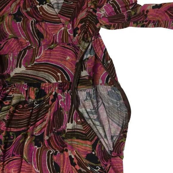 Trina Turk Dress Multi-Color Abstract Print Half Sleeve V-Neck Stretch Women's 0